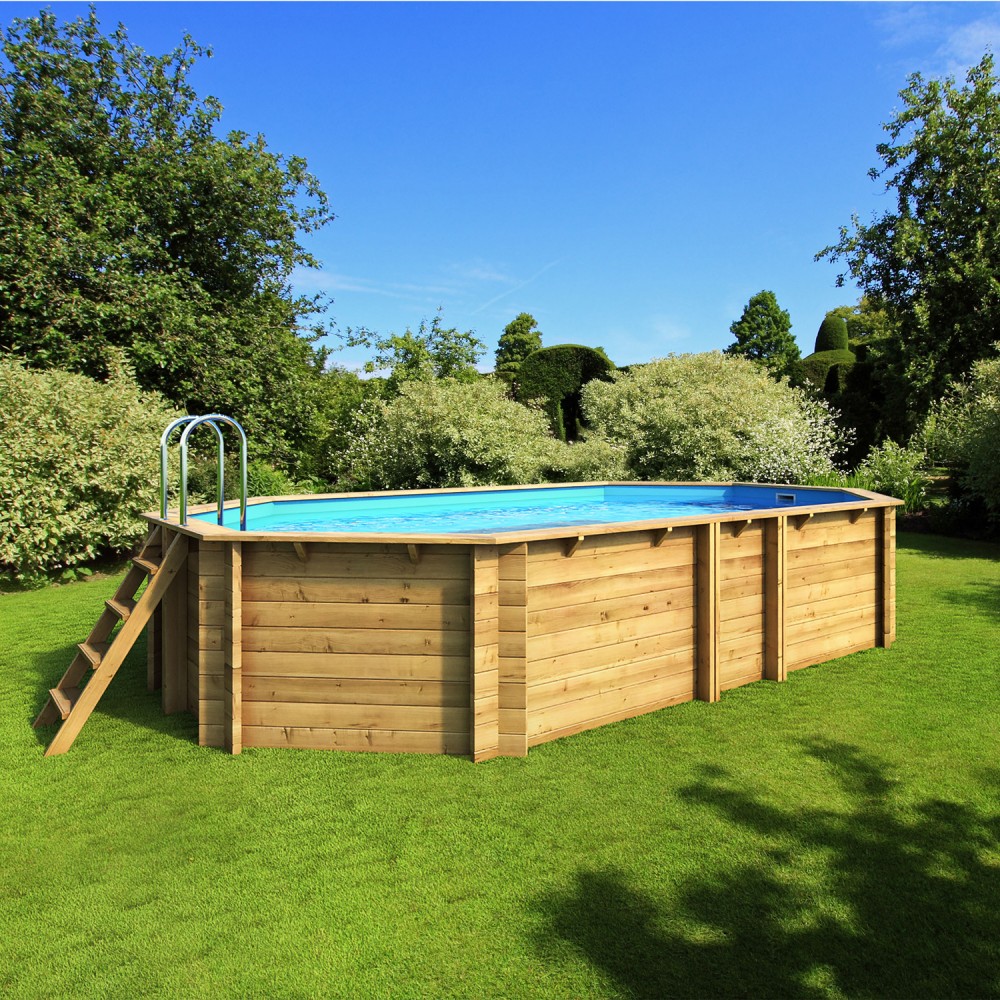 Holzpool Set Tropical Dream 510 Octo, Massivholz Pool 495 x 345 x 120