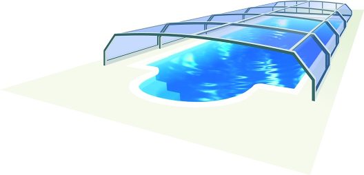 Schematische Darstellung einer Pool Schiebe Überdachung